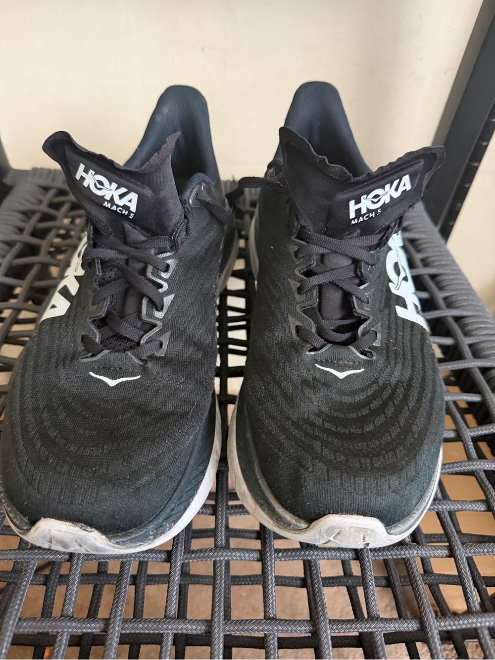 Hoka Mach 5 Men's Running Shoes - Black with White Logo